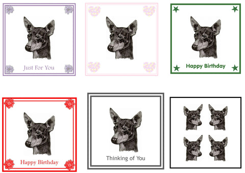 English Toy Terrier Greeting Card Choice of 6 Designs BIRTHDAY, THINKING OF YOU, BLANK