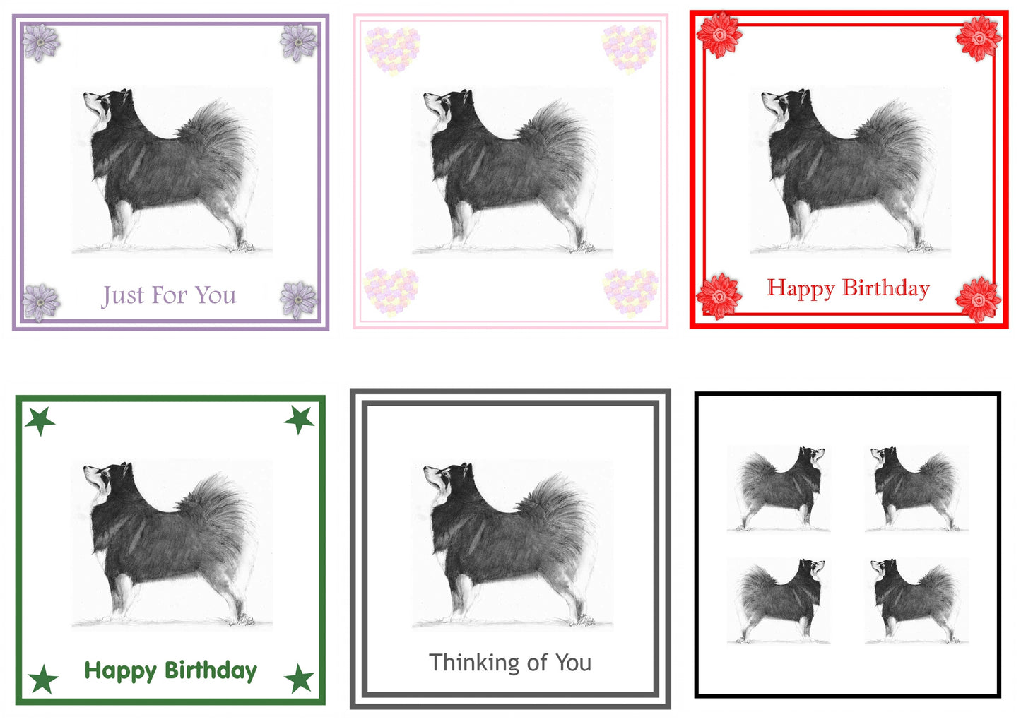 Finnish Lapphund Greeting Card Choice of 6 Designs BIRTHDAY, THINKING OF YOU, BLANK
