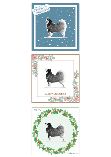 Finnish Lapphund Christmas Card Choice of 3 Card Designs Single or Multi Pack