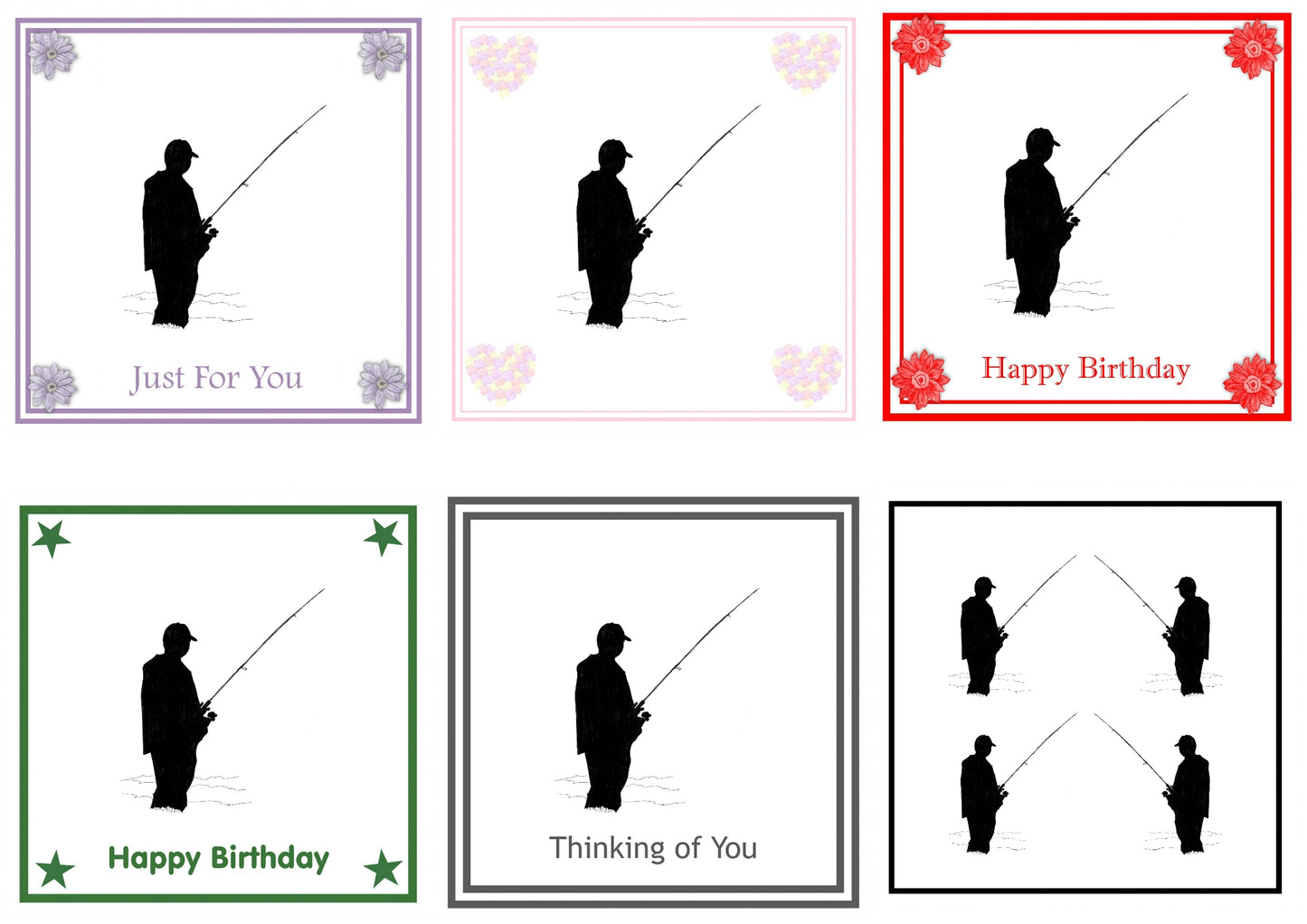 Fisherman Greeting Card Choice of 6 Designs BIRTHDAY, THINKING OF YOU, BLANK