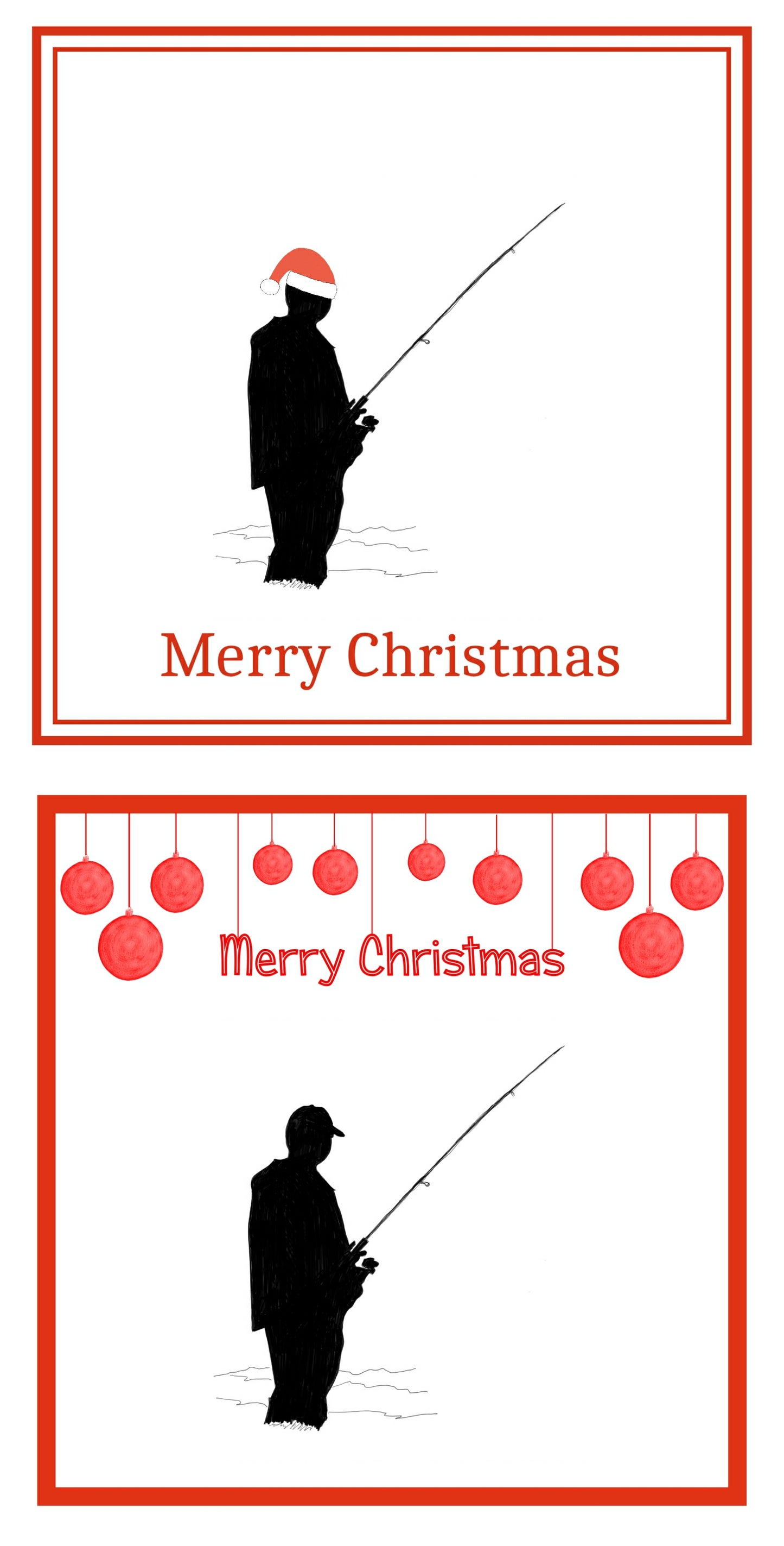 Fisherman Christmas Cards Pack of 6