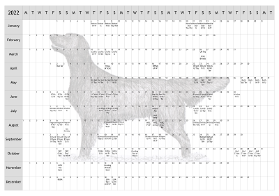 Flatcoat Retriever Dog Show 2022 Year Planner A4