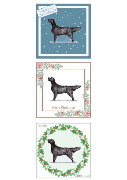 Flatcoat Retriever Christmas Card Choice of 3 Card Designs Single or Multi Pack