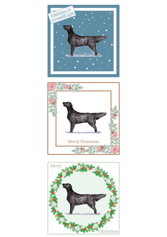 Flatcoat Retriever Christmas Card Choice of 3 Card Designs Single or Multi Pack