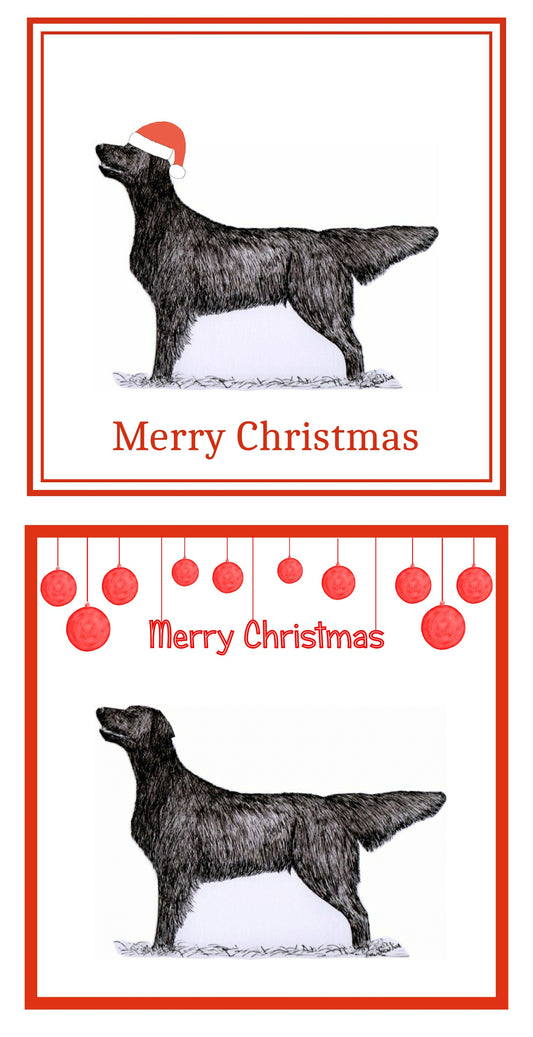 Flatcoat Retriever Christmas Cards Pack of 6