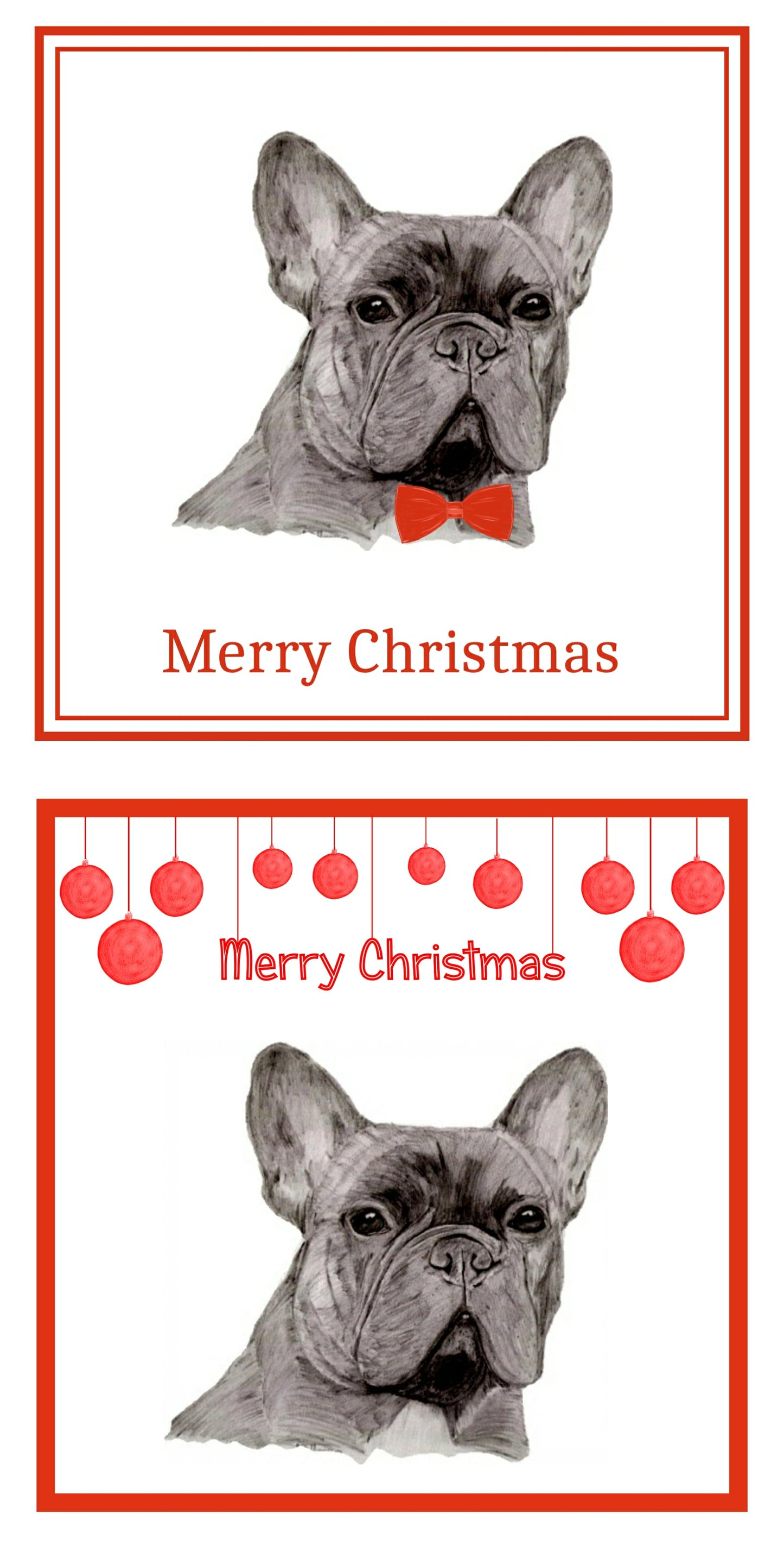 French Bulldog Christmas Cards Pack of 6