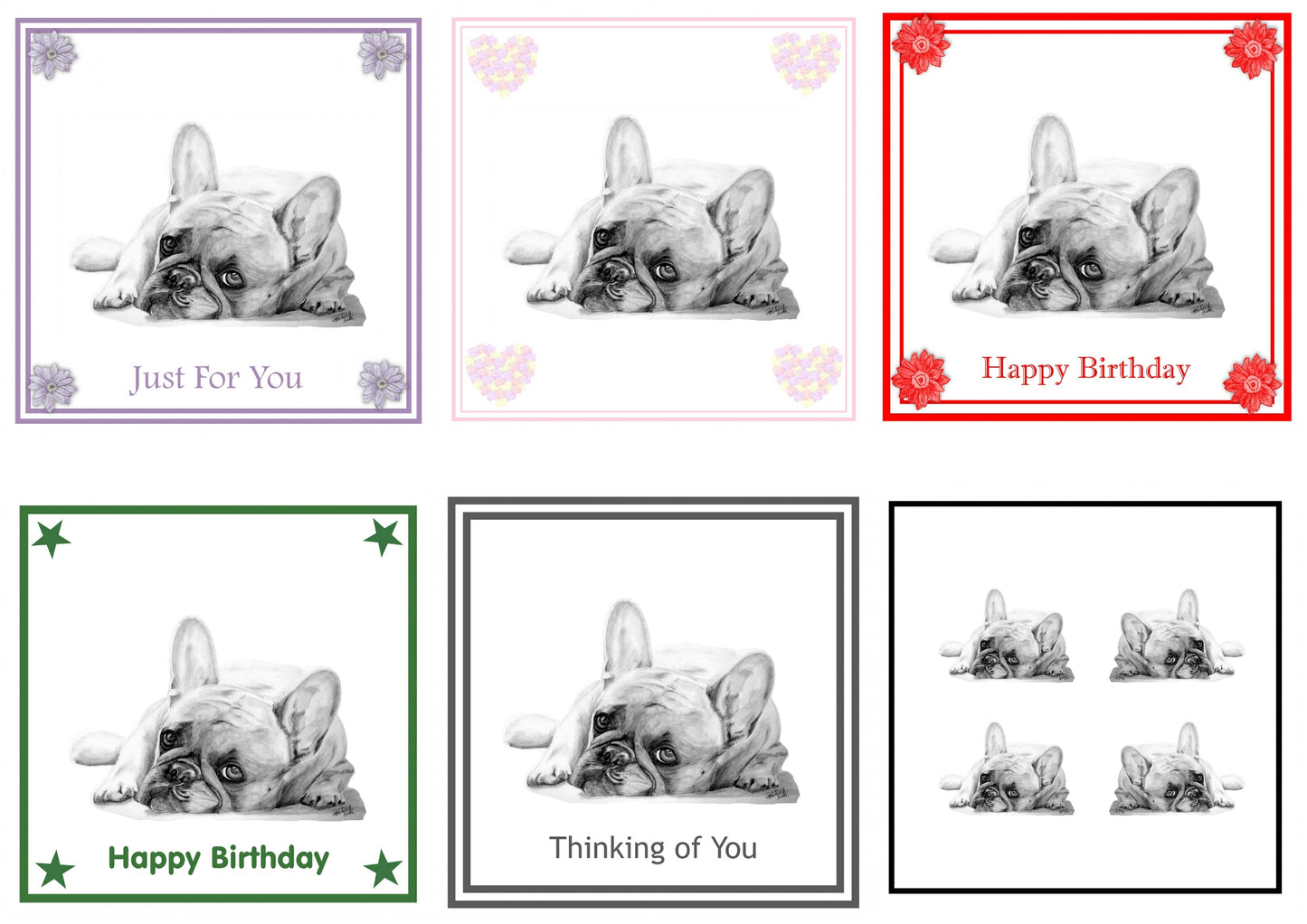 French Bulldog (B) Greeting Card Choice of 6 Designs BIRTHDAY, THINKING OF YOU, BLANK