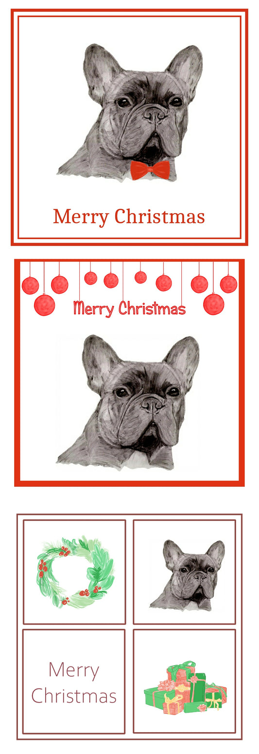 French Bulldog Christmas Card Choice of 3