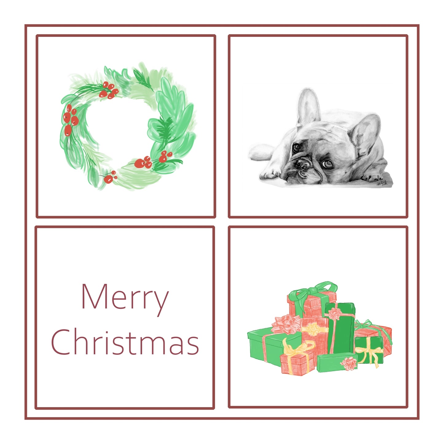 French Bulldog (B) Christmas Card Choice of 3