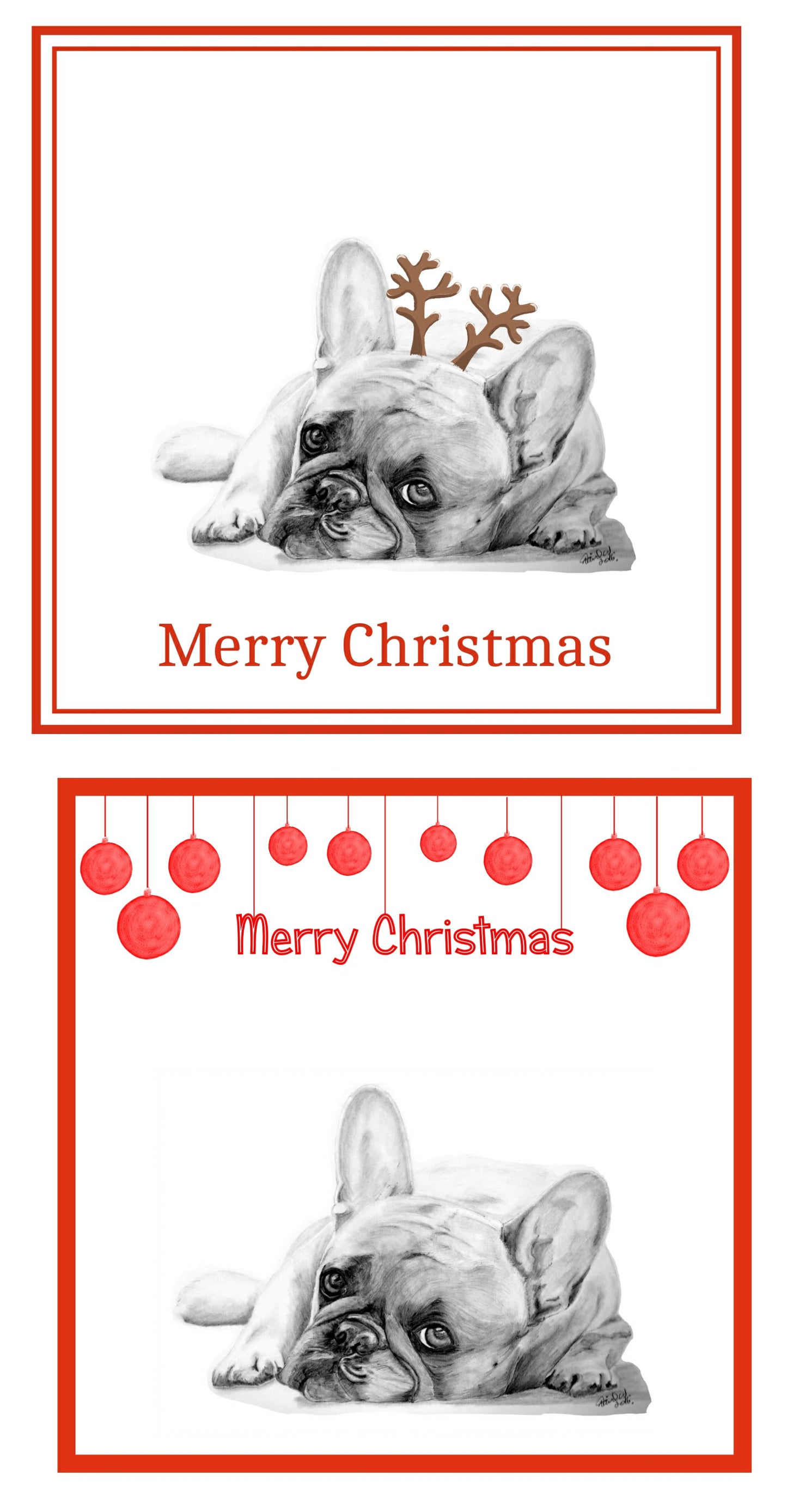 French Bulldog (B) Christmas Card Choice of 3