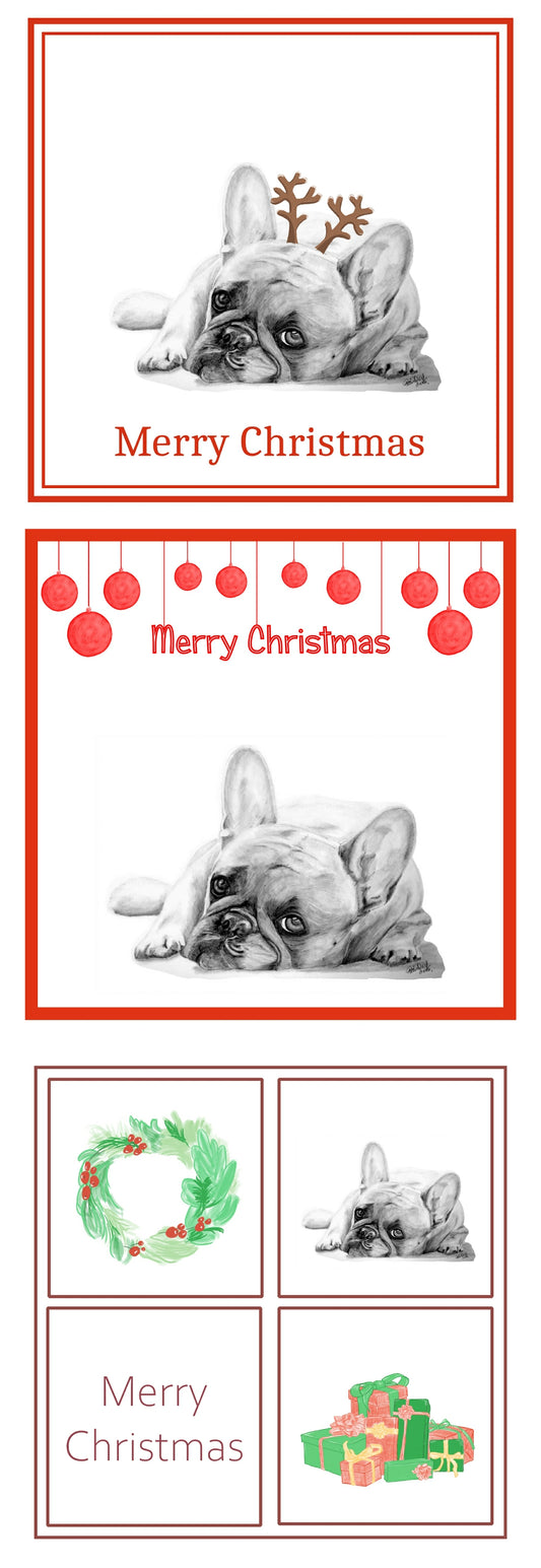 French Bulldog (B) Christmas Card Choice of 3