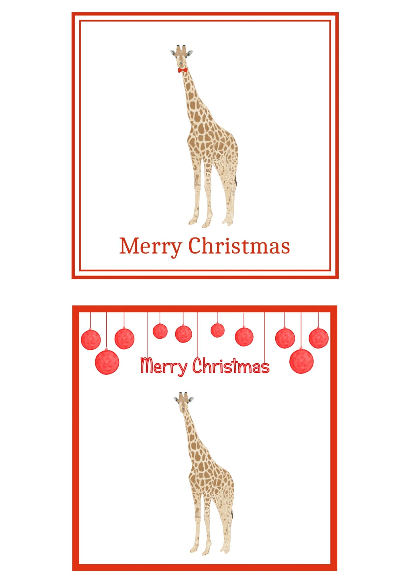 Giraffe Christmas Cards Pack of 6