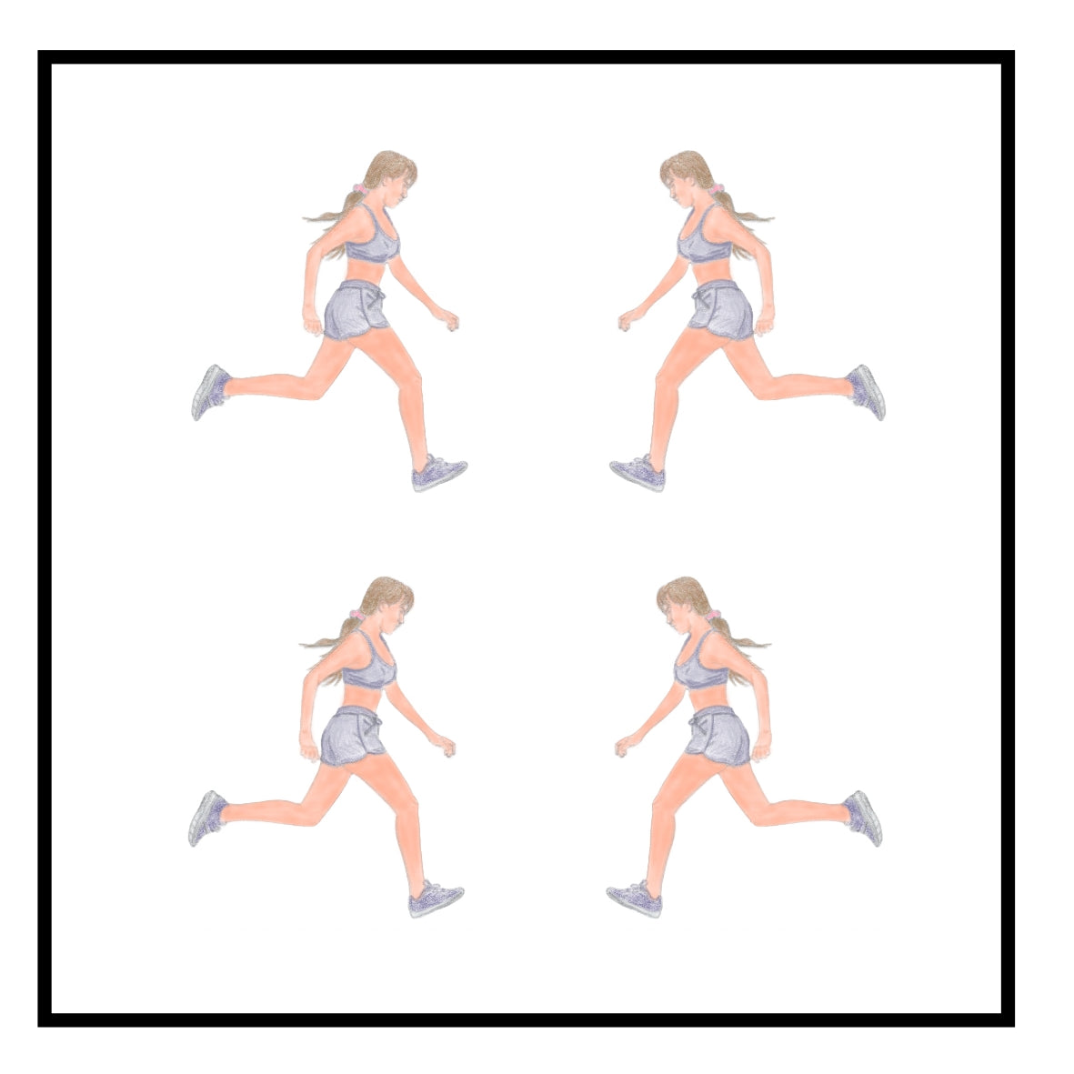 Girl Runner Greeting Card Choice of 6 Designs BIRTHDAY, THINKING OF YOU, BLANK
