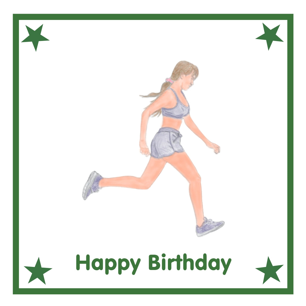 Girl Runner Greeting Card Choice of 6 Designs BIRTHDAY, THINKING OF YOU, BLANK