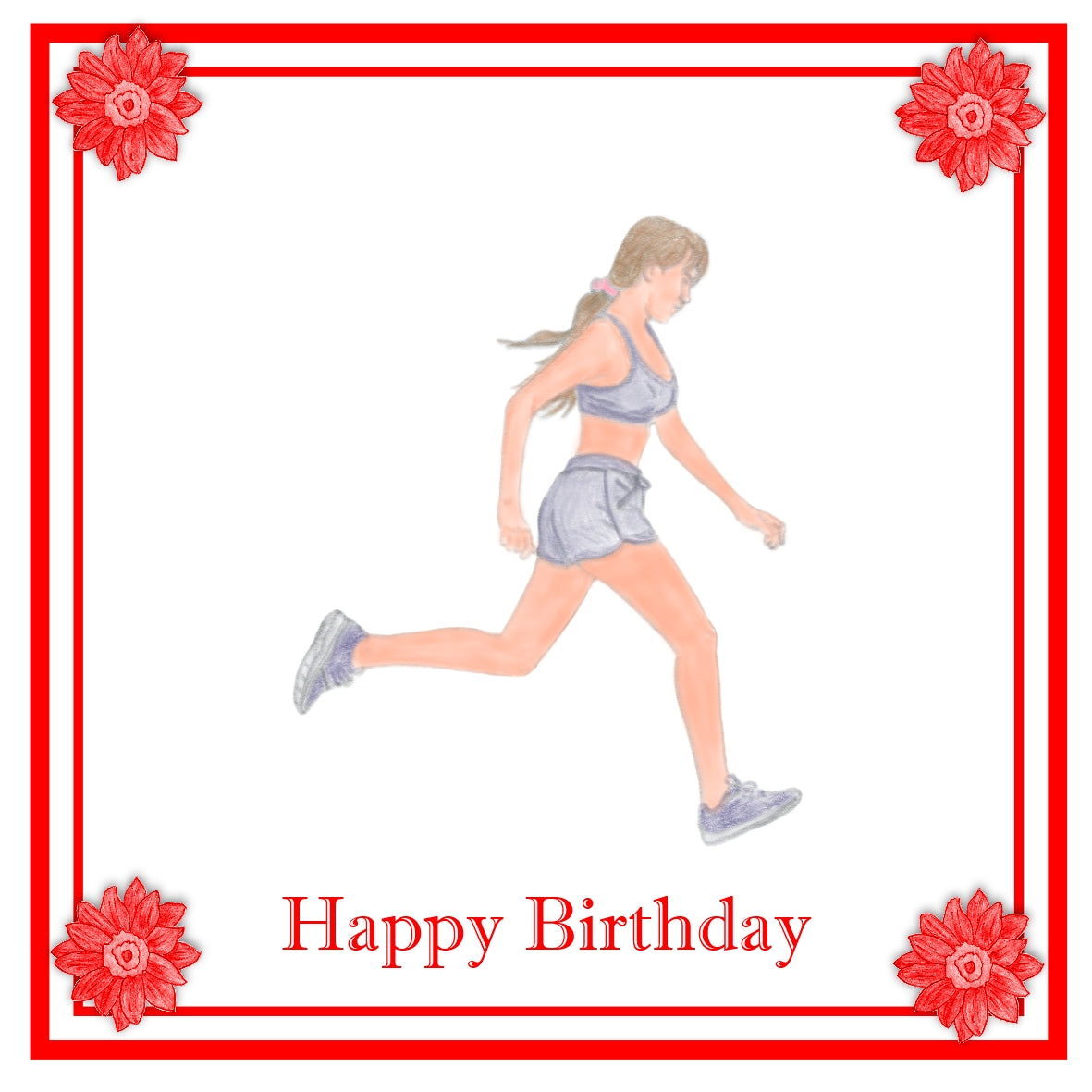 Girl Runner Greeting Card Choice of 6 Designs BIRTHDAY, THINKING OF YOU, BLANK