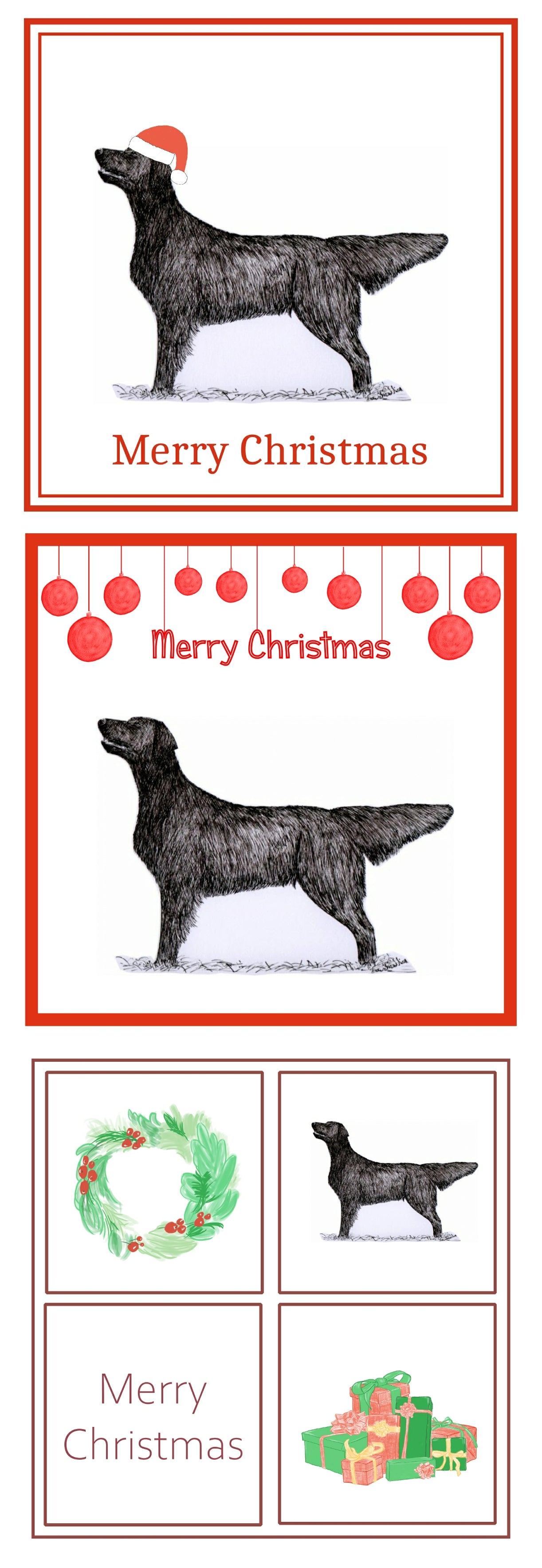 Flatcoat Retriever Christmas Card Choice of 3