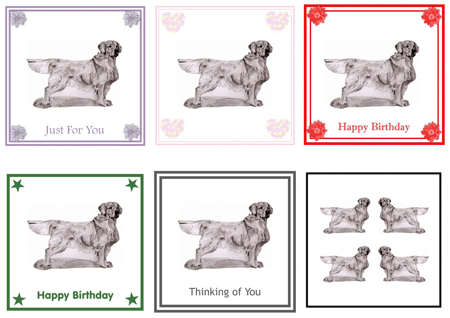 Golden Retriever Greeting Card Choice of 6 Designs BIRTHDAY, THINKING OF YOU, BLANK