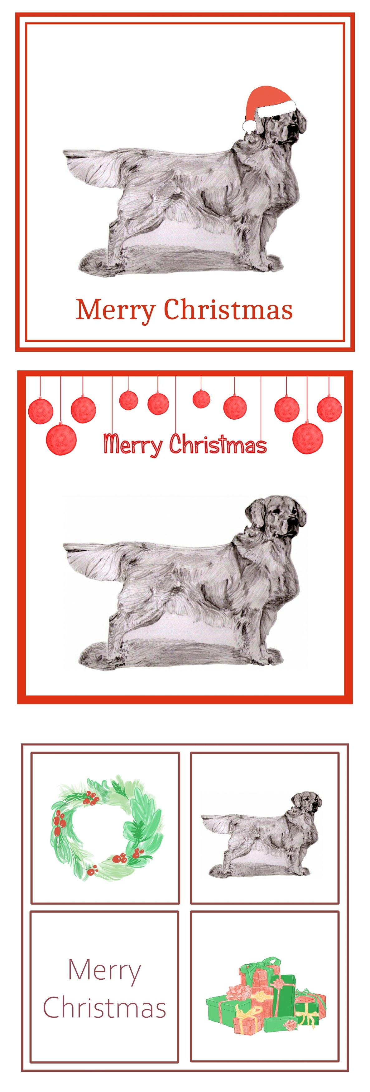 Golden Retriever Christmas Card Choice of 3