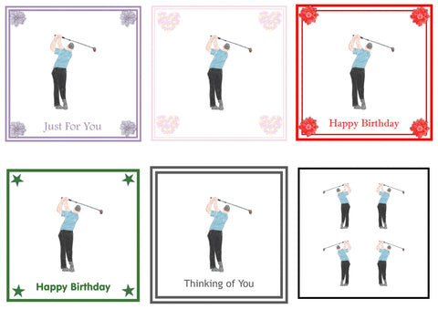 Golfer Greeting Card Choice of 6 Designs BIRTHDAY, THINKING OF YOU, BLANK