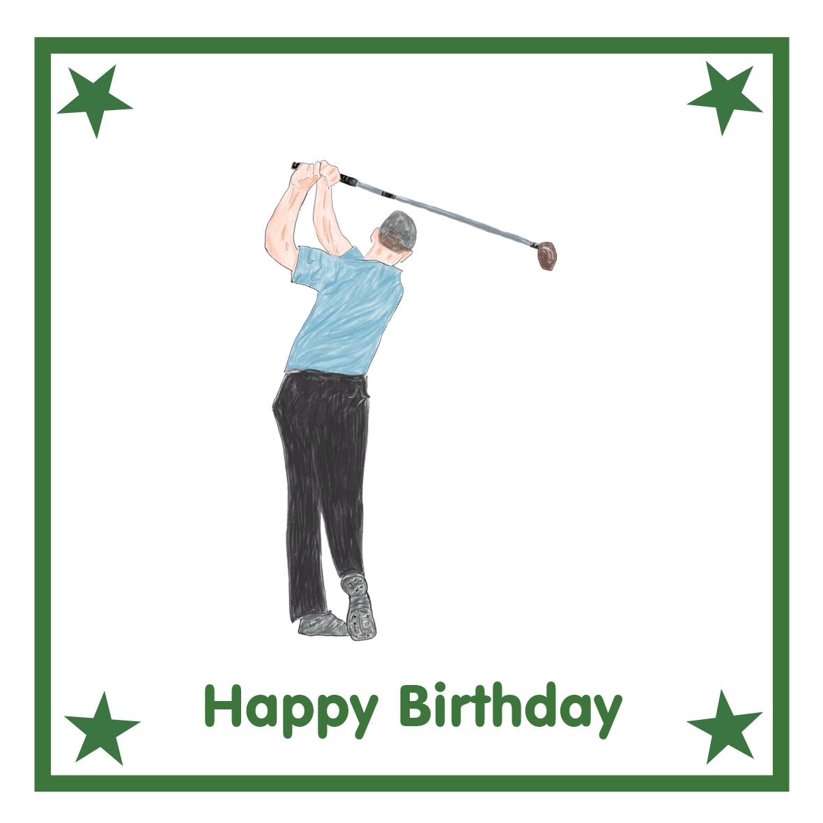 Golfer Greeting Card Choice of 6 Designs BIRTHDAY, THINKING OF YOU, BLANK