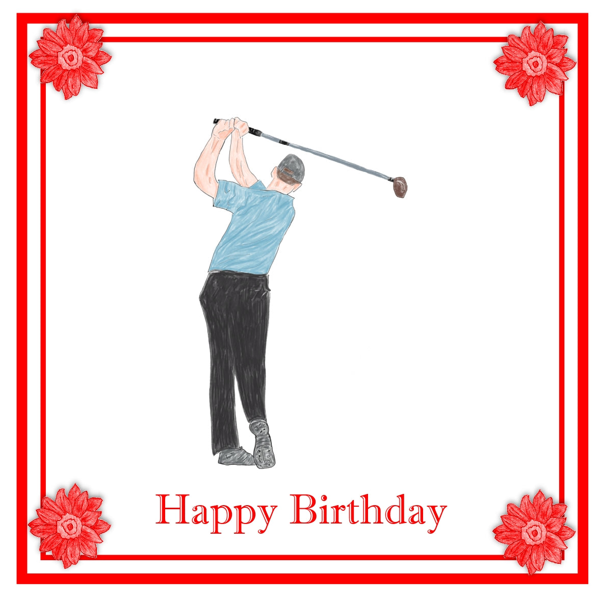 Golfer Greeting Card Choice of 6 Designs BIRTHDAY, THINKING OF YOU, BLANK