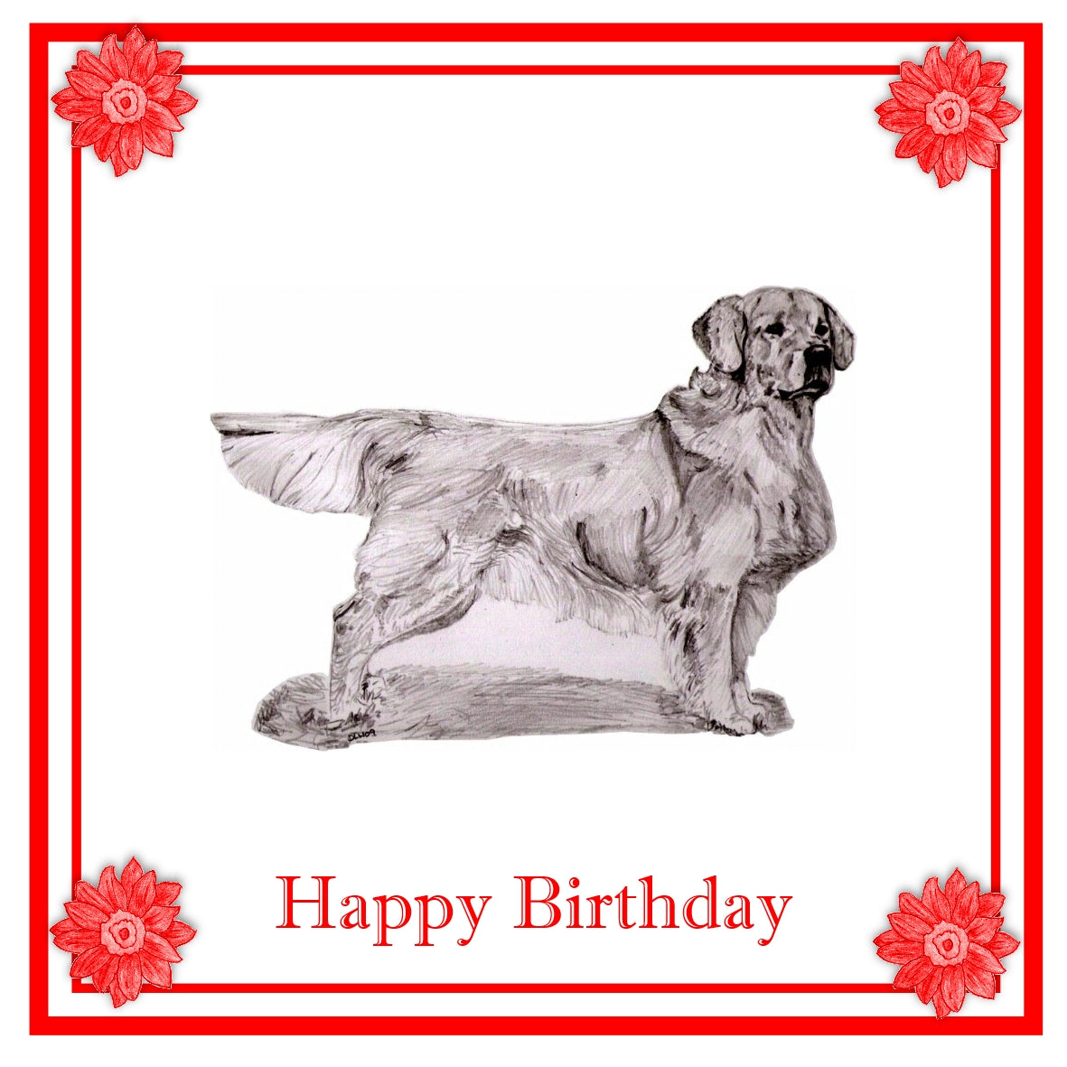 Golden Retriever Greeting Card Choice of 6 Designs BIRTHDAY, THINKING OF YOU, BLANK