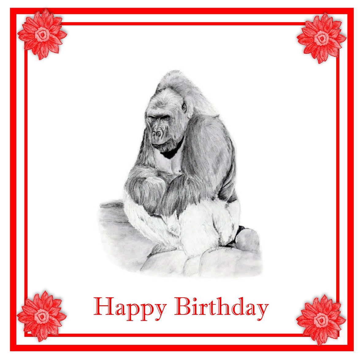 Gorilla Greeting Card Choice of 6 Designs BIRTHDAY, THINKING OF YOU, BLANK