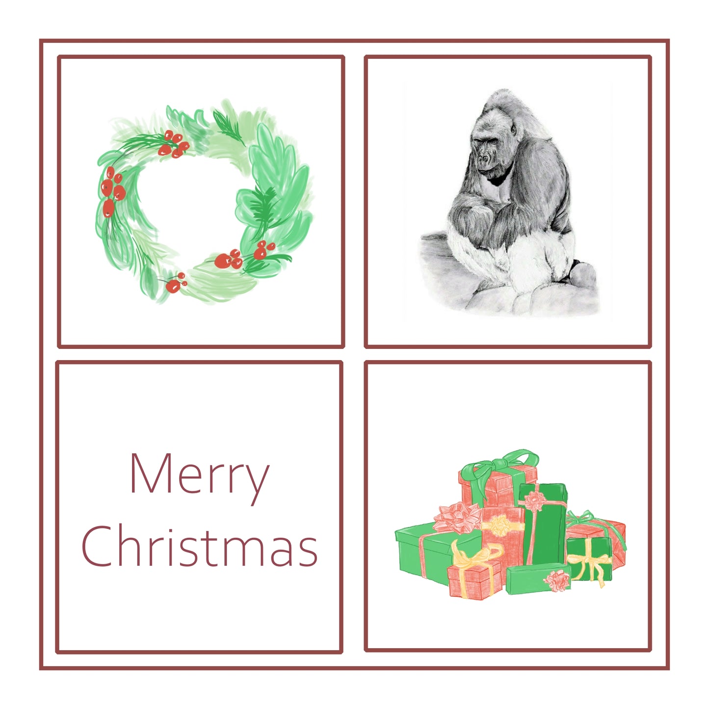 Gorilla Christmas Card Choice of 3
