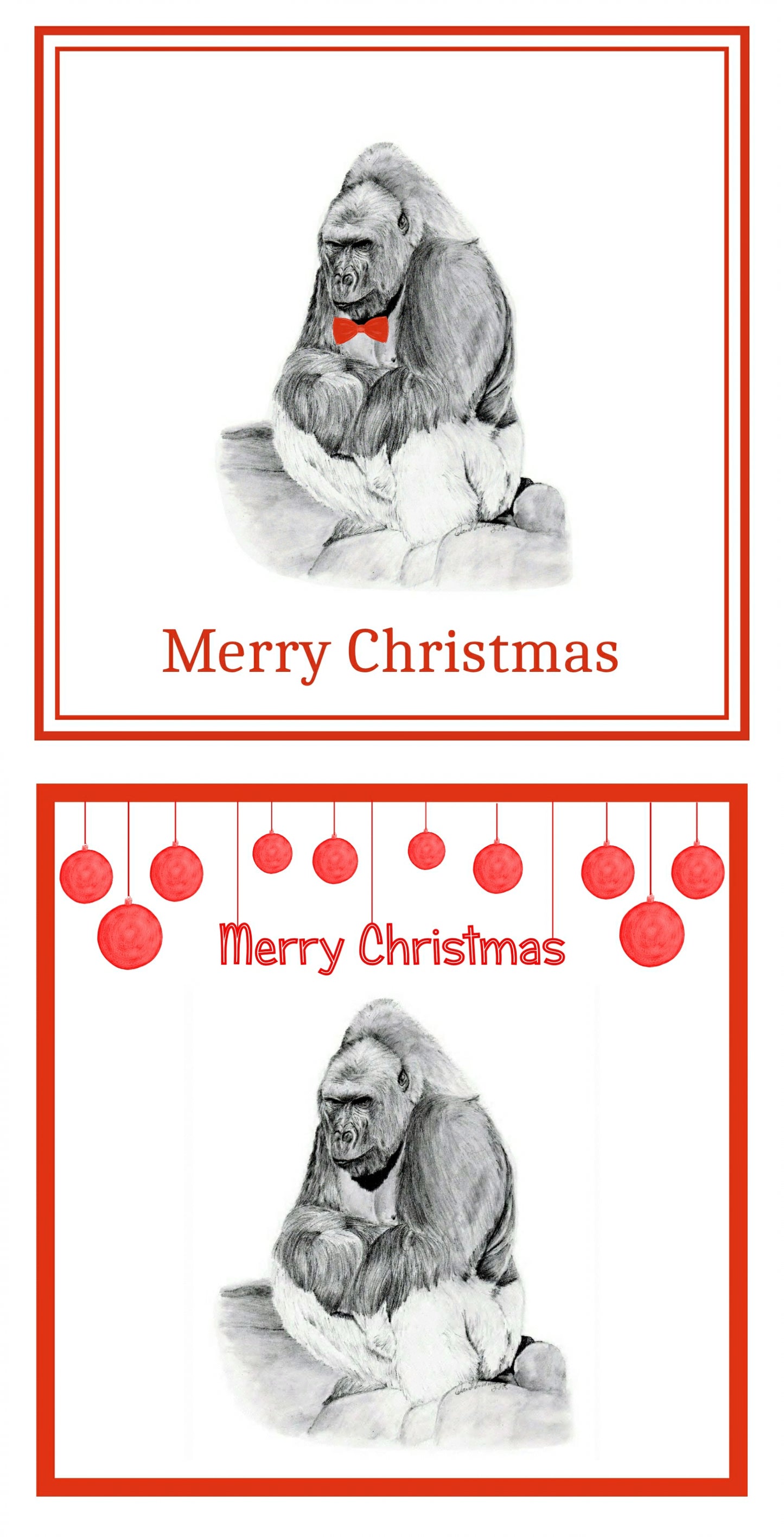 Gorilla Christmas Cards Pack of 6