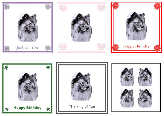 German Spitz Greeting Card Choice of 6 Designs BIRTHDAY, THINKING OF YOU, BLANK