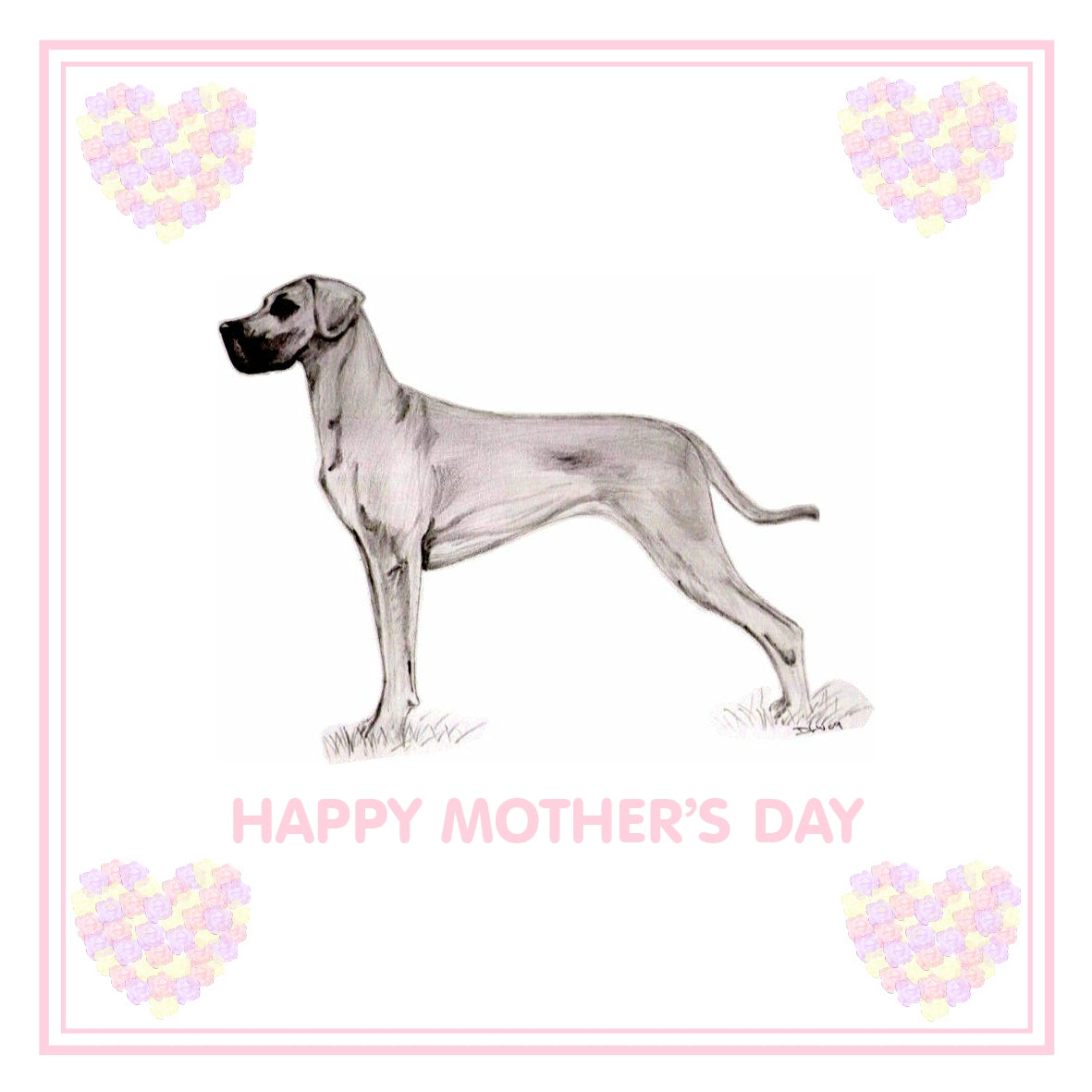 Great Dane Mother's Day Card PERSONALISATION AVAILABLE