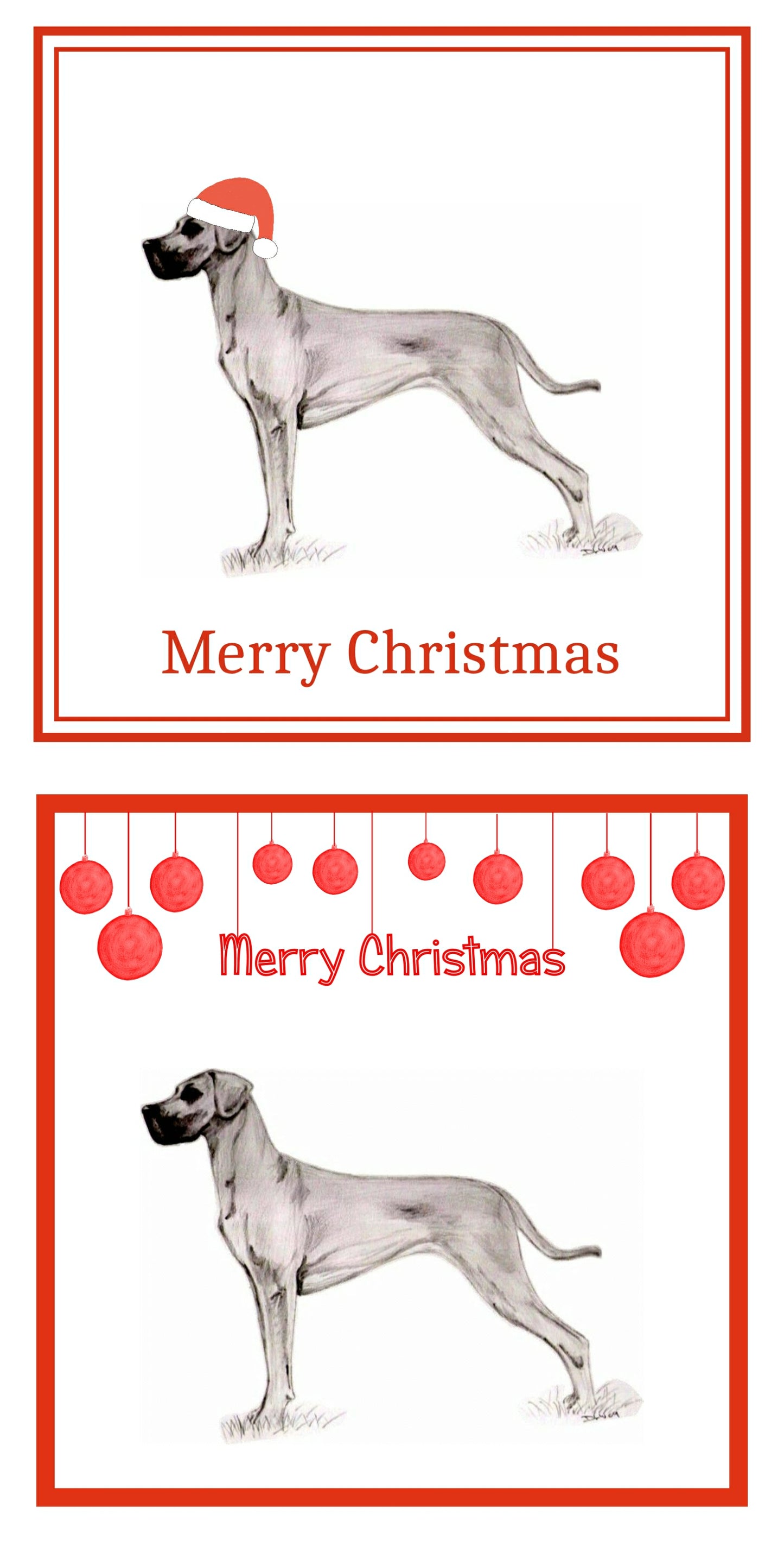 Great Dane Christmas Cards Pack of 6