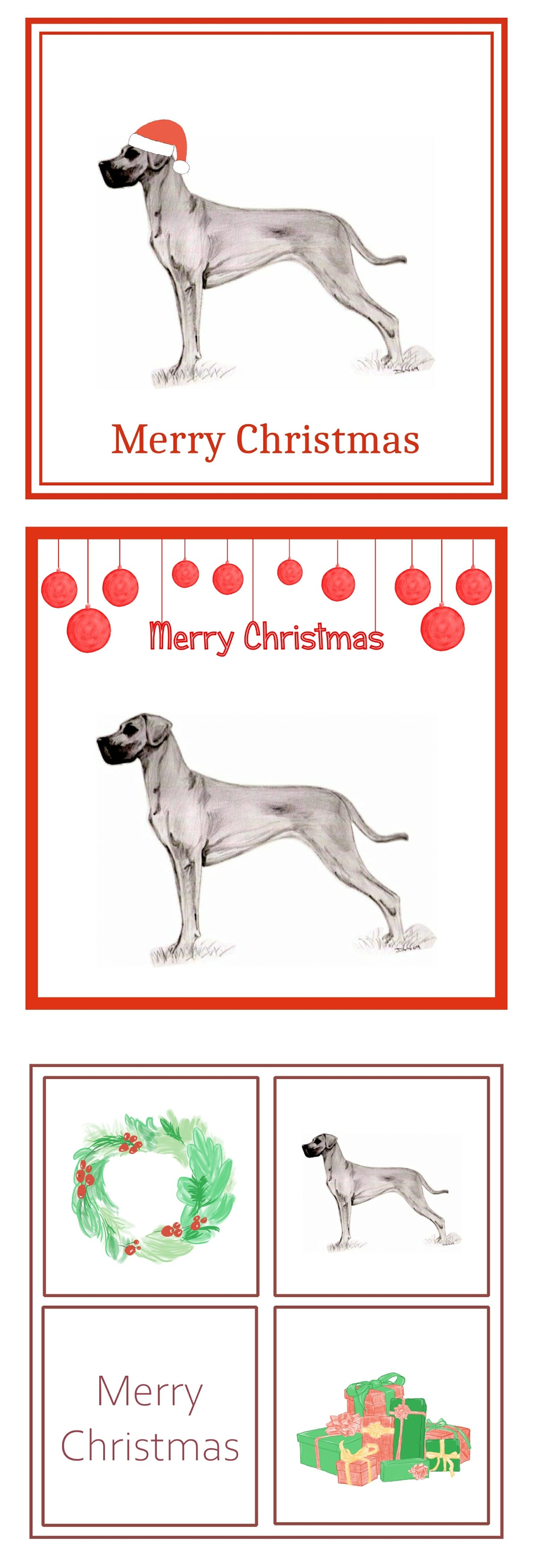 Great Dane Christmas Card Choice of 3