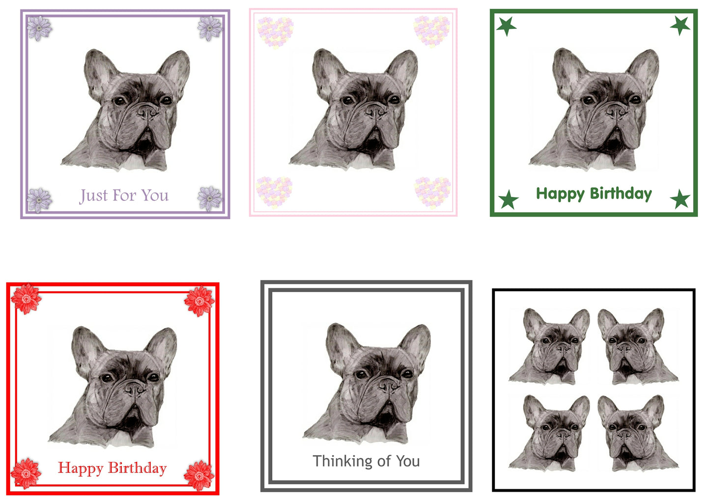 French Bulldog (A) Greeting Card Choice of 6 Designs BIRTHDAY, THINKING OF YOU, BLANK