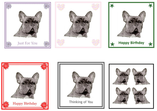French Bulldog (A) Greeting Card Choice of 6 Designs BIRTHDAY, THINKING OF YOU, BLANK