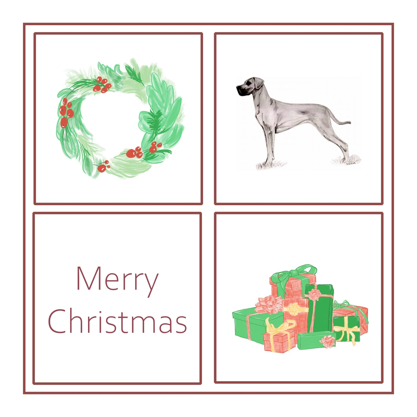 Great Dane Christmas Card Choice of 3