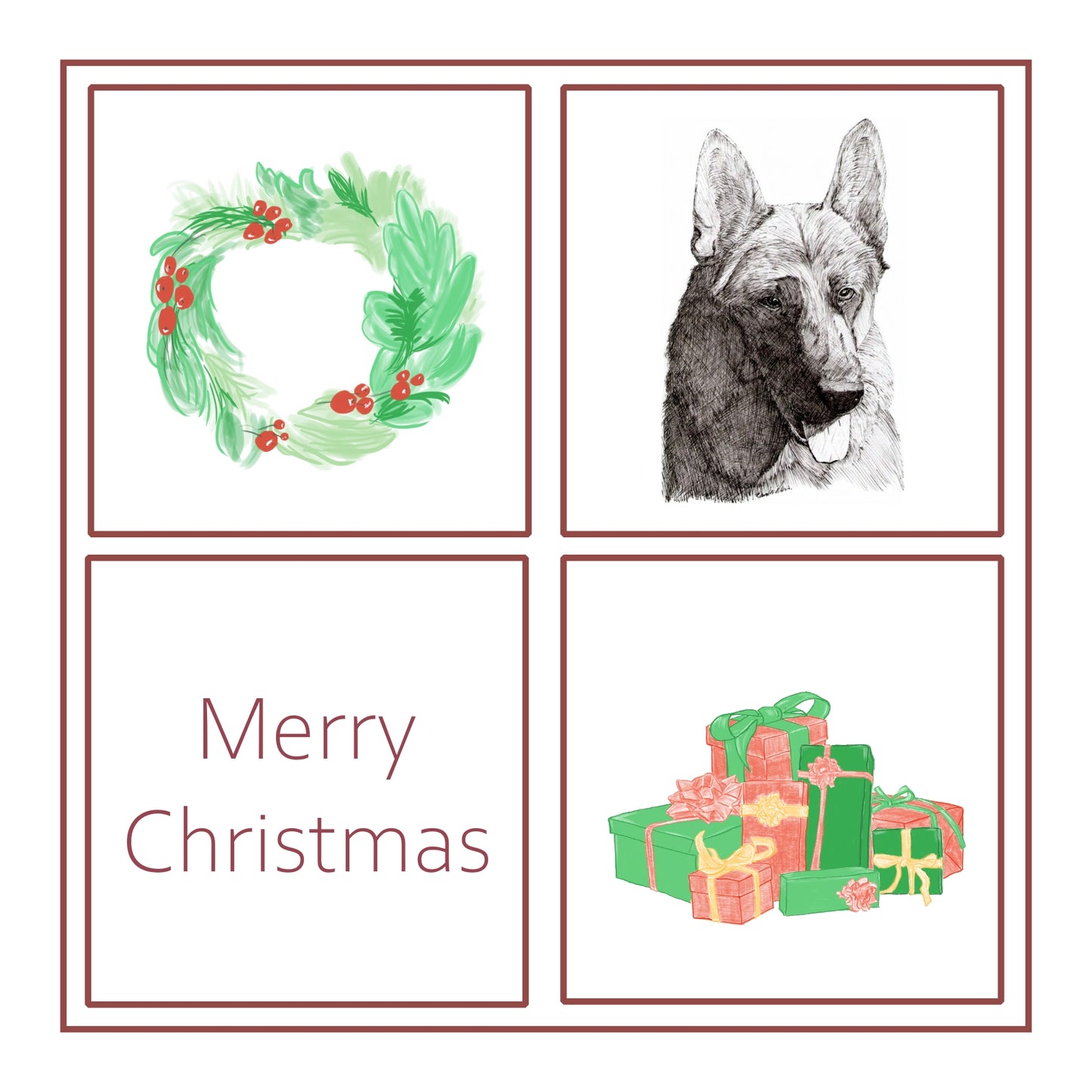 German Shepherd Dog Christmas Card Choice of 3