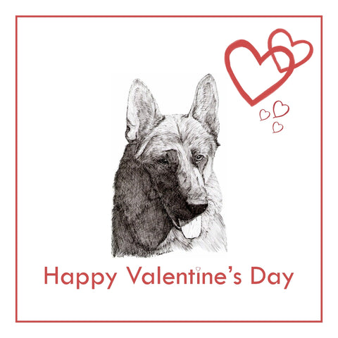 German Shepherd Dog Valentine's Day Card PERSONALISATION AVAILABLE