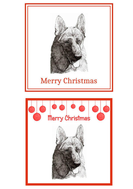 German Shepherd Dog Christmas Cards Pack of 6