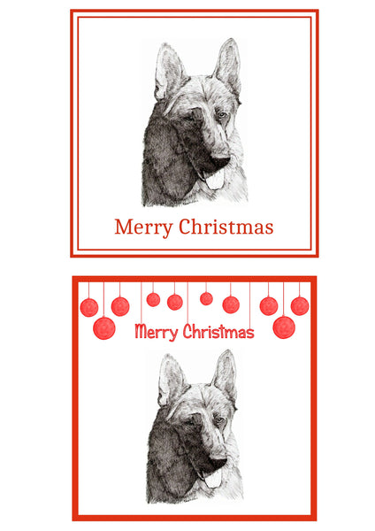 German Shepherd Dog Christmas Cards Pack of 6