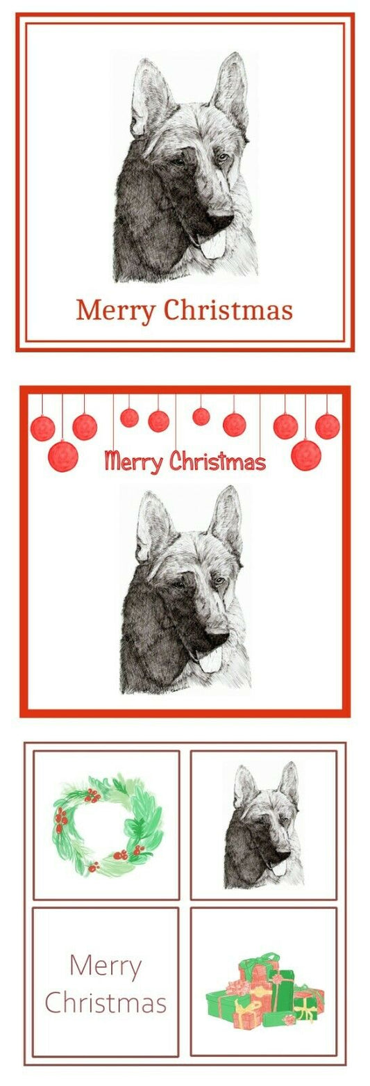 German Shepherd Dog Christmas Card Choice of 3