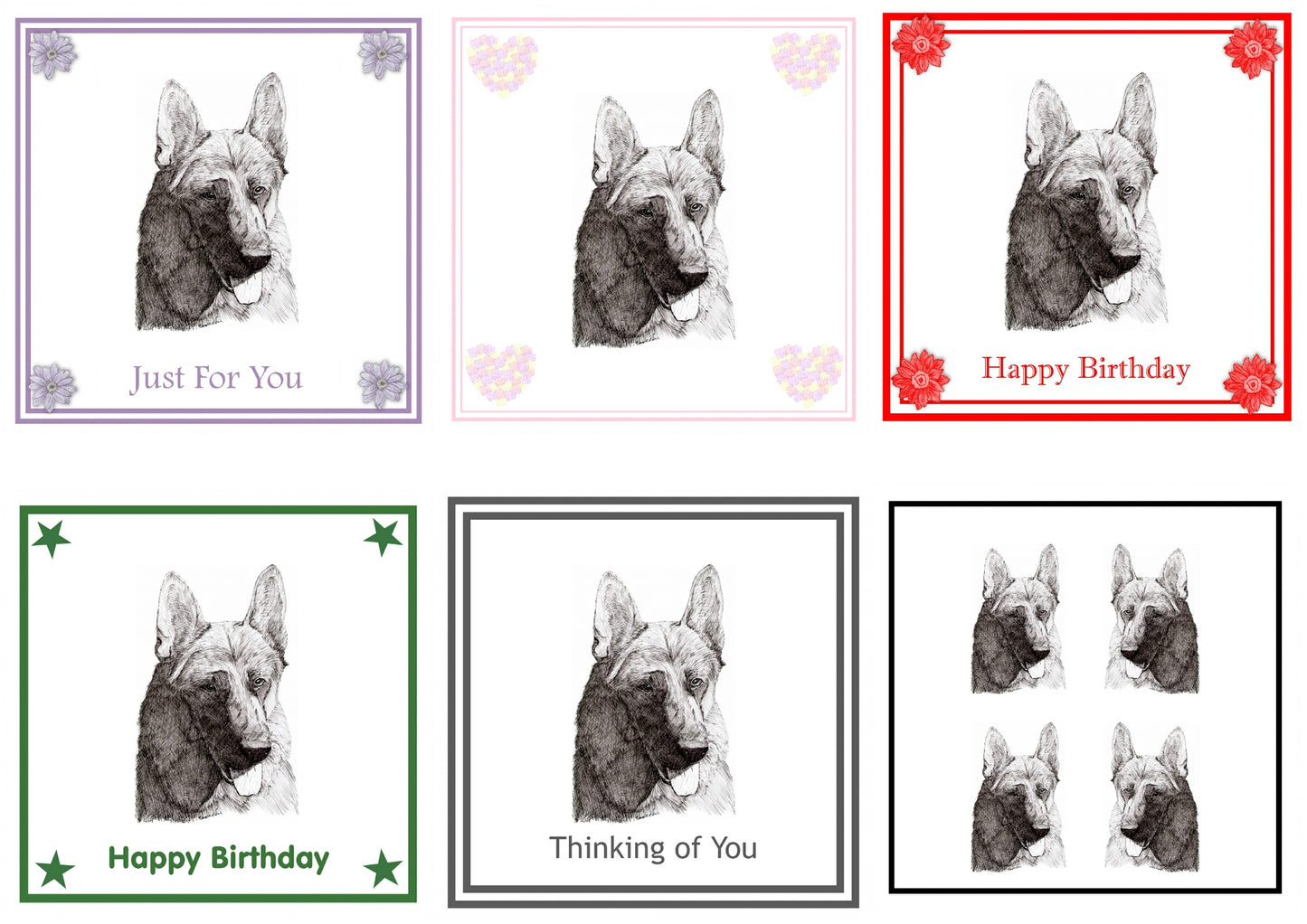German Shepherd Greeting Card Choice of 6 Designs BIRTHDAY, THINKING OF YOU, BLANK