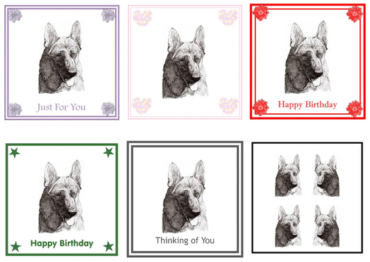 German Shepherd Greeting Card Choice of 6 Designs BIRTHDAY, THINKING OF YOU, BLANK