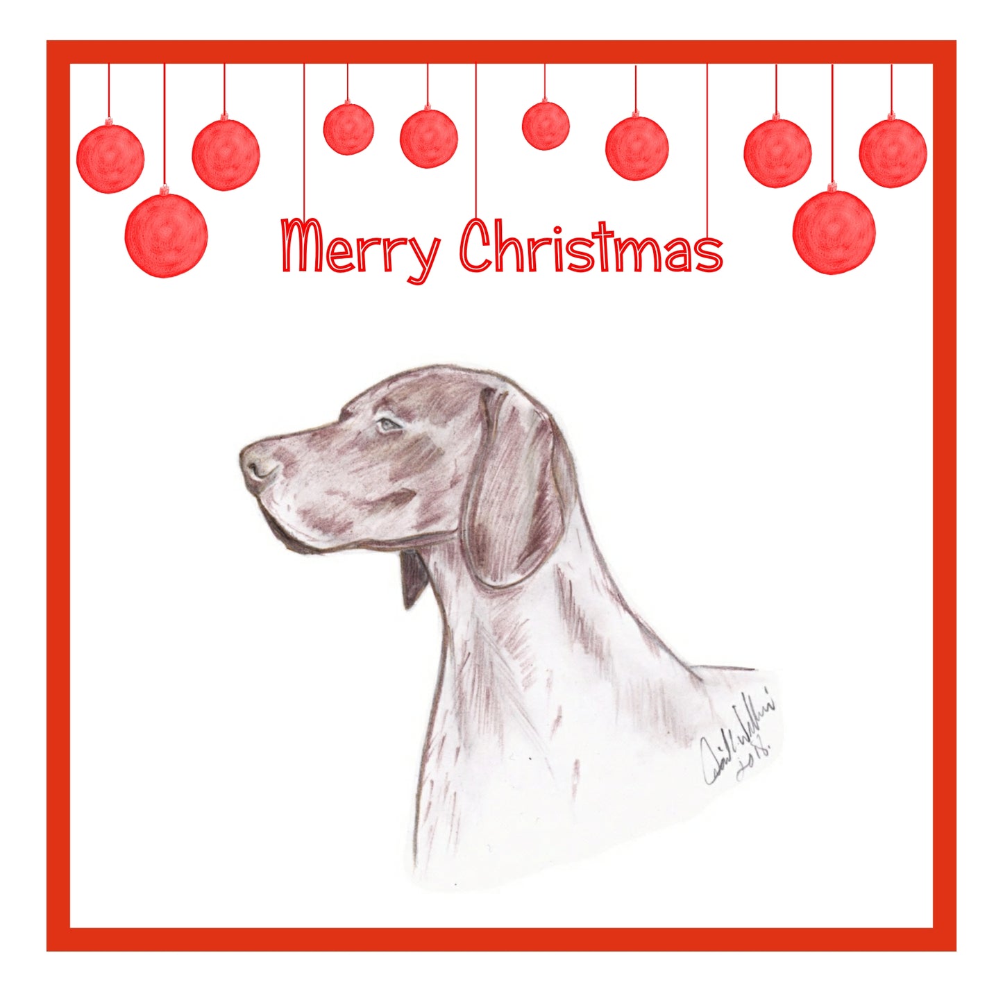 German S/H Pointer Christmas Card Choice of 3