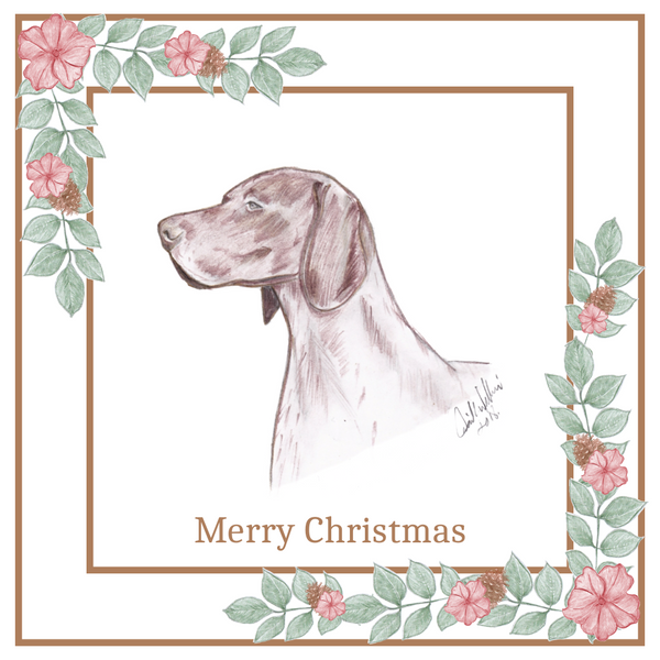 German S/H Pointer Christmas Card Choice of 3 Card Designs Single or Multi Pack