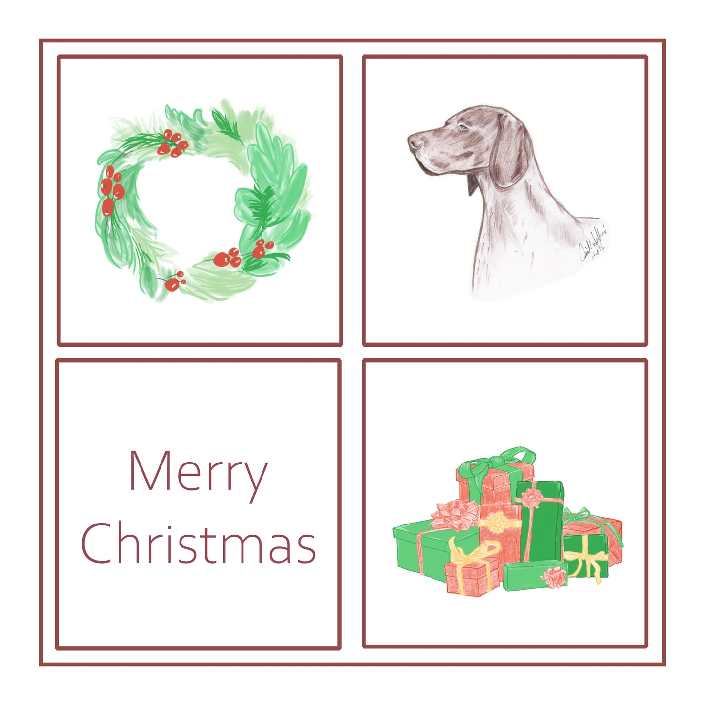 German S/H Pointer Christmas Card Choice of 3