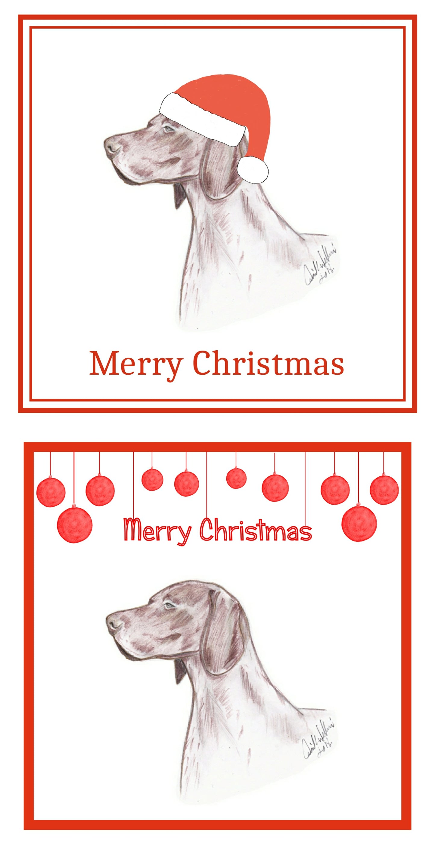 German S/H Pointer Christmas Cards Pack of 6