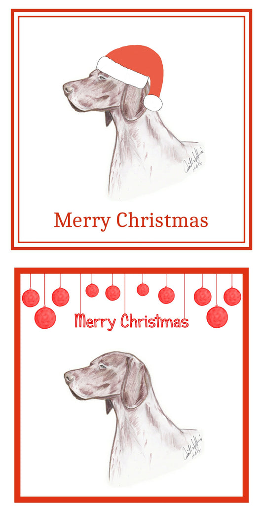 German S/H Pointer Christmas Cards Pack of 6