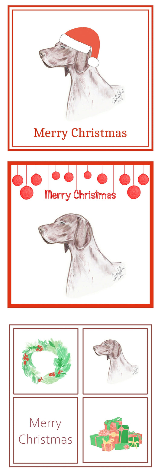 German S/H Pointer Christmas Card Choice of 3