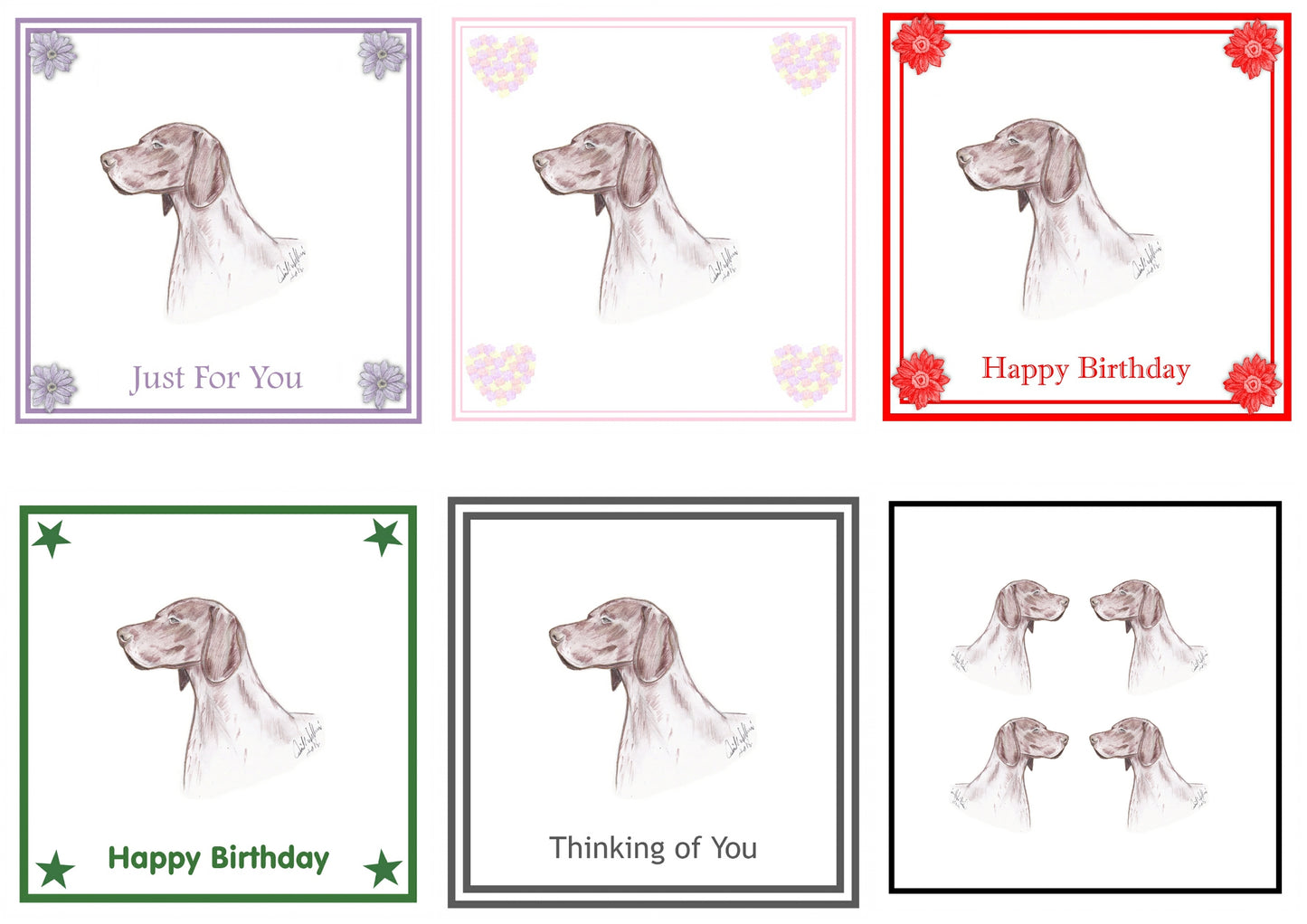 German Shorthaired Pointer Greeting Card Choice of 6 Designs BIRTHDAY, THINKING OF YOU, BLANK